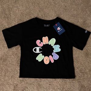 NWT Girls Black Champion Shirt | Size-Medium